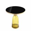 Pemberly Row Contemporary Glass Side Table in Gold and Yellow