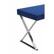 Pemberly Row Modern Gloss Lacquer & High Polished Steel Metal Desk in Navy