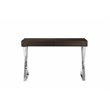 Pemberly Row Modern Wood Veneer & High Polished Steel Desk in Espresso