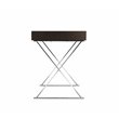Pemberly Row Modern Wood Veneer & High Polished Steel Desk in Espresso