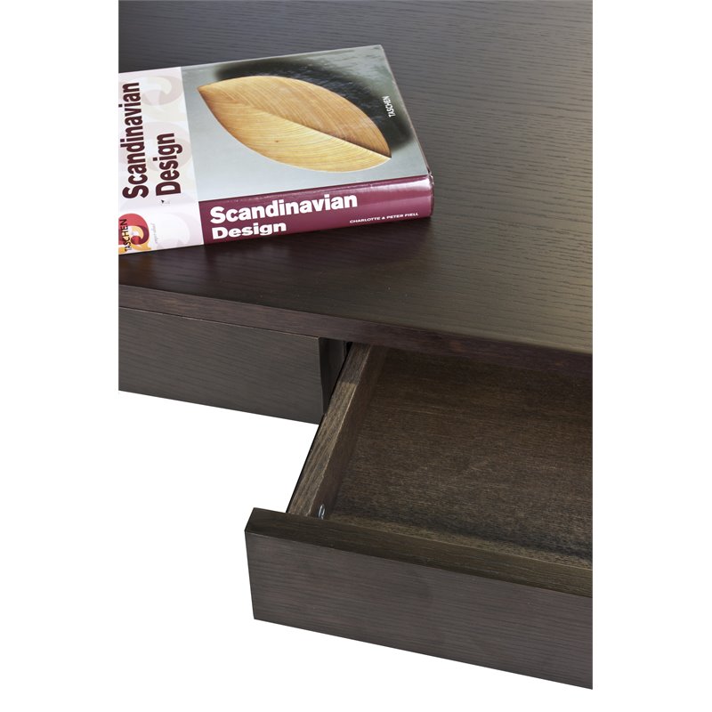 Pemberly Row Modern Wood Veneer & High Polished Steel Desk in Espresso