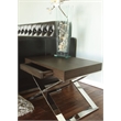 Pemberly Row Modern Wood Veneer & Polished Steel Side Table in Espresso