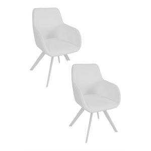 Pemberly Row 17&quot Perry Faux Leather Dining Chair in White (Set of 2)