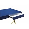 Pemberly Row Gloss Lacquer & High Polished Steel Metal Desk in Navy/Gold