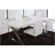 Pemberly Row Gloss Lacquer & Polished Steel Metal Dining Table in White