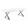 Pemberly Row Gloss Lacquer & Polished Steel Metal Dining Table in White