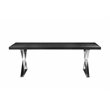 Pemberly Row Modern Wood Veneer & High Polished Steel Dining Table in Black