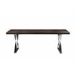 Pemberly Row Modern Wood & High Polished Steel Dining Table in Espresso