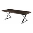 Pemberly Row Modern Wood & High Polished Steel Dining Table in Espresso