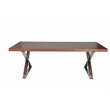 Pemberly Row Modern Wood Veneer & Polished Steel Dining Table in Walnut