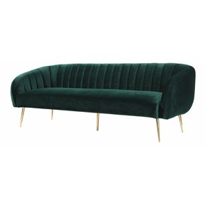 Pemberly Row 15.7&quot Modern Metal and Velvet Sofa in Green/Gold