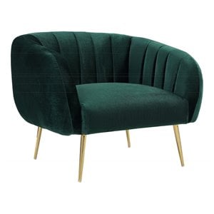 Pemberly Row 15.7&quot Modern Metal and Velvet Chair in Green/Gold