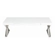 Pemberly Row Gloss Lacquer & Polished Steel Metal Coffee Table in White