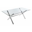 Pemberly Row Modern Glass & High Polished Steel Dining Table in Clear