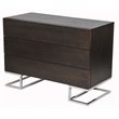 Pemberly Row Modern Wood Veneer & High Polished Steel Dresser in Espresso