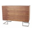 Pemberly Row Modern Wood Veneer & High Polished Steel Dresser in Walnut