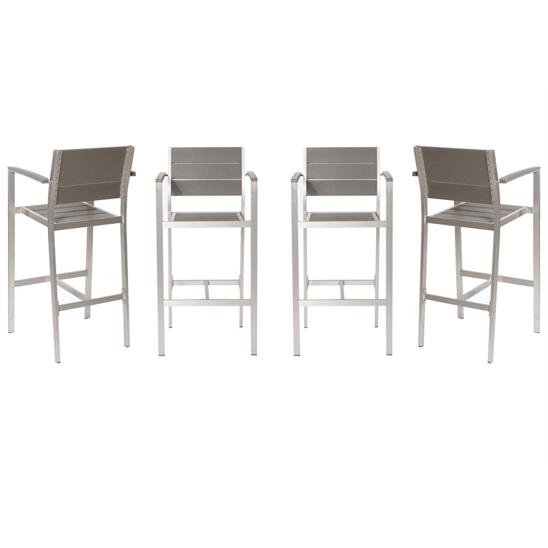 Pemberly Row 5-Piece Modern Aluminum Bar Set with Arms in Gray