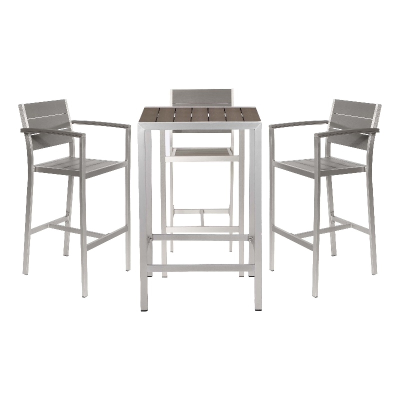Pemberly Row 5-Piece Modern Aluminum Bar Set with Arms in Gray