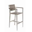 Pemberly Row Contemporary Aluminum Arm Chairs in Gray (Set of 4)