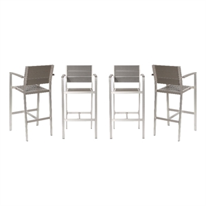 Pemberly Row Contemporary Aluminum Arm Chairs in Gray (Set of 4)