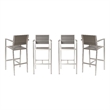 Pemberly Row Contemporary Aluminum Arm Chairs in Gray (Set of 4)