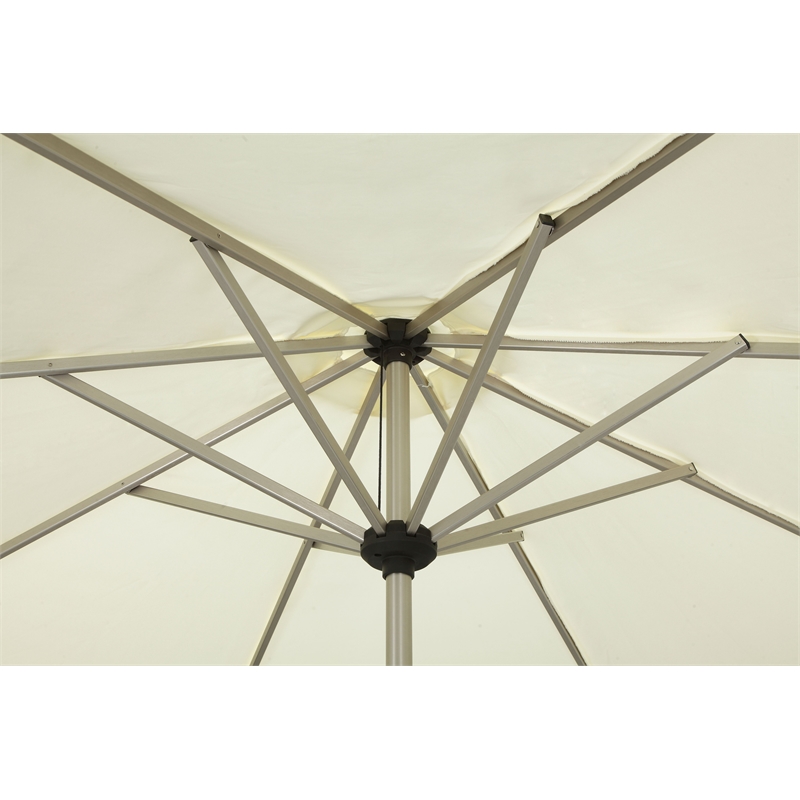 Pemberly Row Modern Aluminum and Fabric Umbrella Brush/White