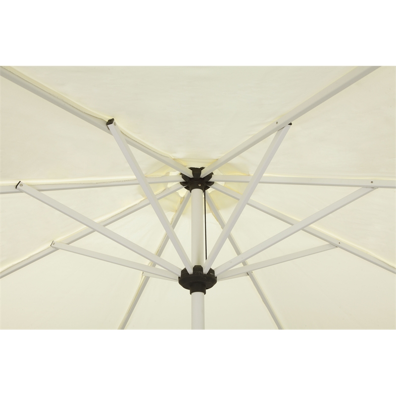 Pemberly Row Modern Aluminum and Fabric Umbrella Set in White Finish