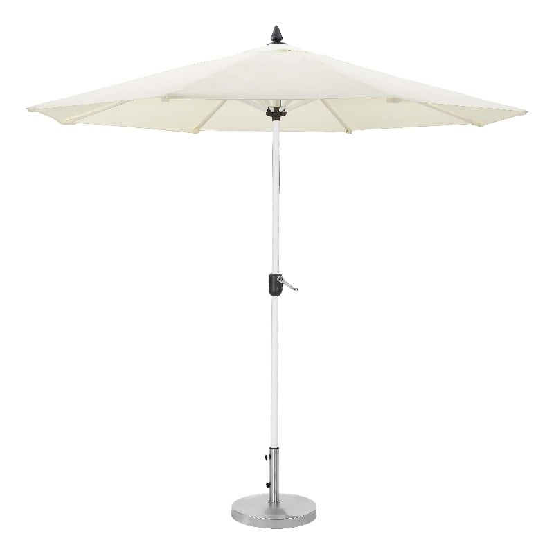Pemberly Row Modern Aluminum and Fabric Umbrella Set in White Finish