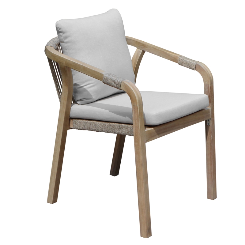 Pemberly Row 7-Piece Modern Acacia Wood Dining Set in Beige Finish