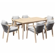 Pemberly Row 7-Piece Modern Acacia Wood Dining Set in Gray Finish