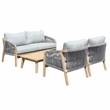 Pemberly Row 4-Piece Modern Acacia Wood Dining Set in Gray Finish