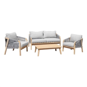Pemberly Row 4-Piece Modern Acacia Wood Dining Set in Gray Finish