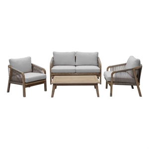 Pemberly Row 4-Piece Modern Acacia Wood Dining Set in Beige Finish