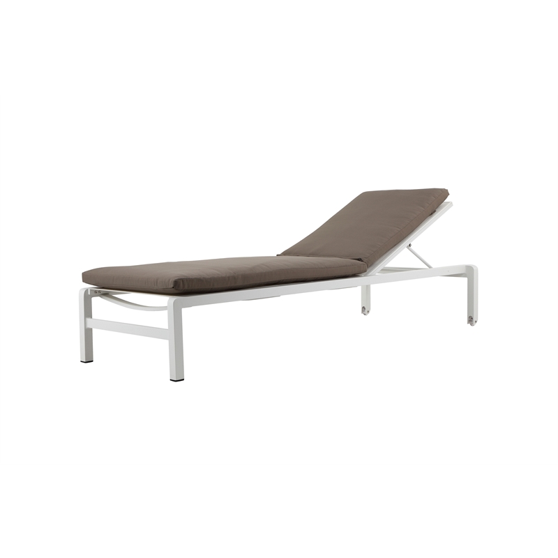 Pemberly Row Modern Aluminum Lounger in Gray/White Finish (Set of 2)