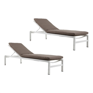Pemberly Row Modern Aluminum Lounger in Gray/White Finish (Set of 2)