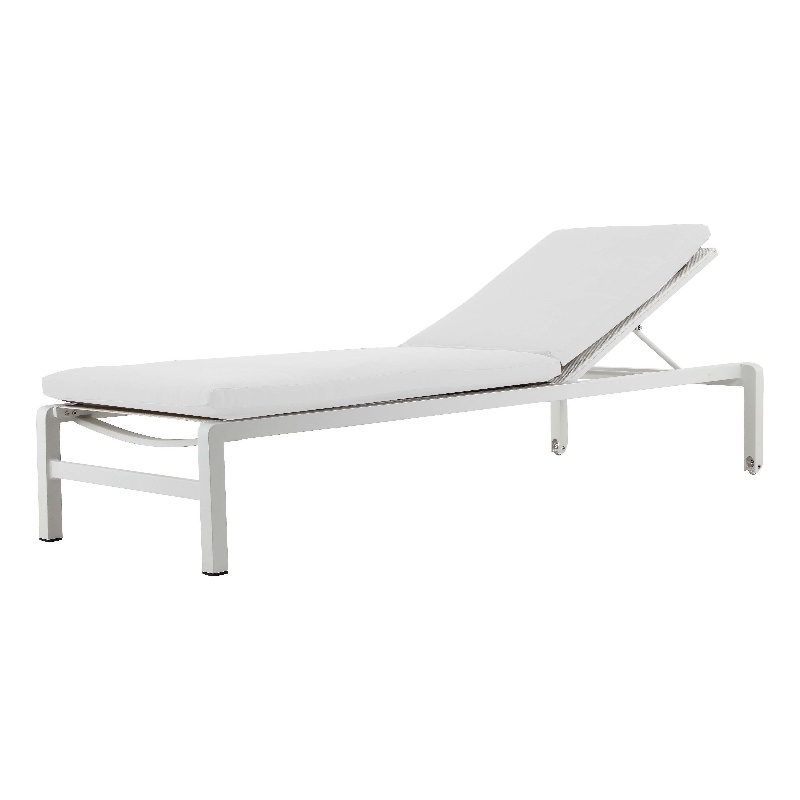 Pemberly Row Modern Style Fabric Lounger Cushion in White Finish