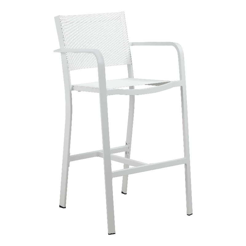 Pemberly Row Modern Aluminum Bar Stool in White Finish (Set of 6)