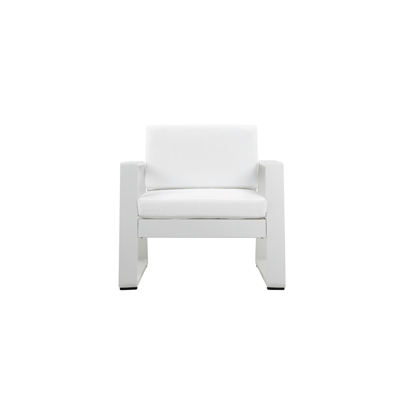 Pemberly Row Modern Aluminum and Fabric Sofa Chair in White Finish