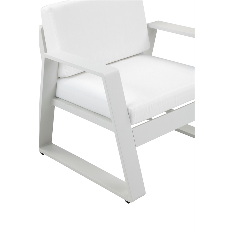Pemberly Row Modern Aluminum and Fabric Sofa Chair in White Finish