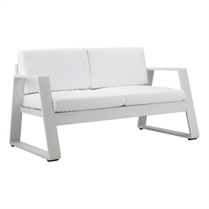 Pemberly Row 33x57&quot Two Seater Modern Aluminum Sofa in White Finish