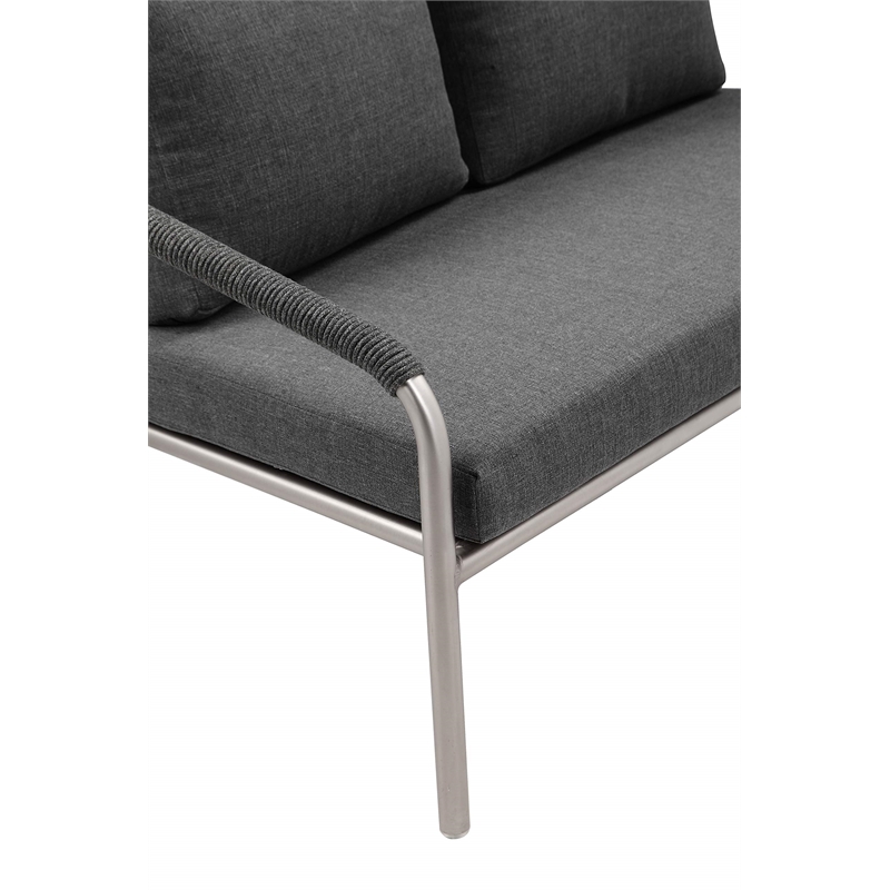 Pemberly Row Contemporary 4-Piece Aluminum Sofa Set in Slate Gray