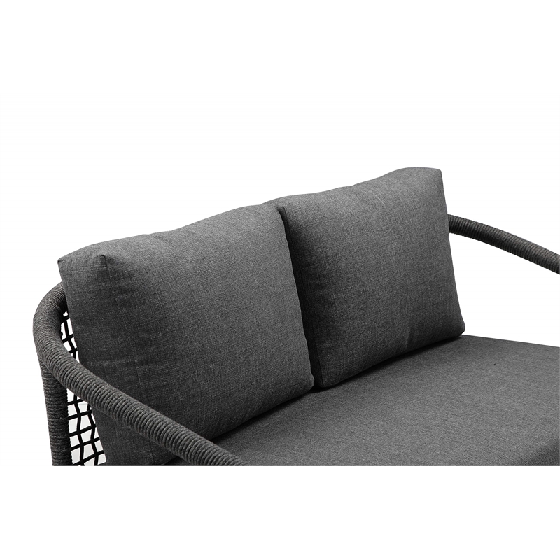Pemberly Row Contemporary 4-Piece Aluminum Sofa Set in Slate Gray