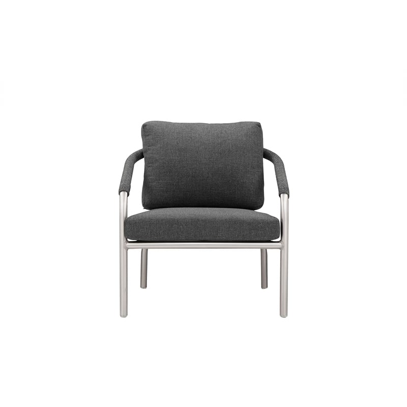 Pemberly Row Contemporary 4-Piece Aluminum Sofa Set in Slate Gray