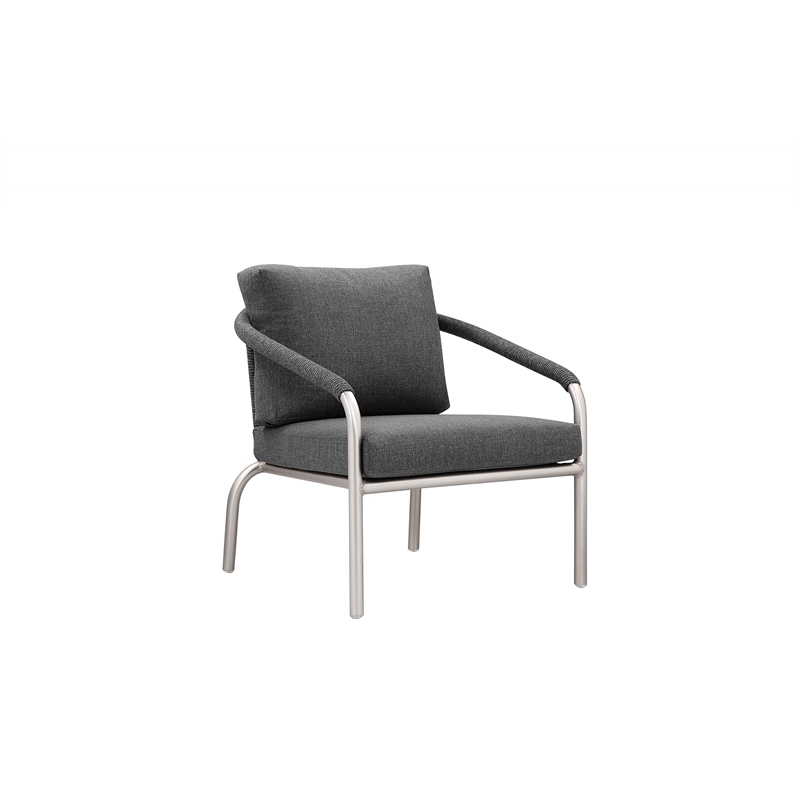 Pemberly Row Contemporary 4-Piece Aluminum Sofa Set in Slate Gray