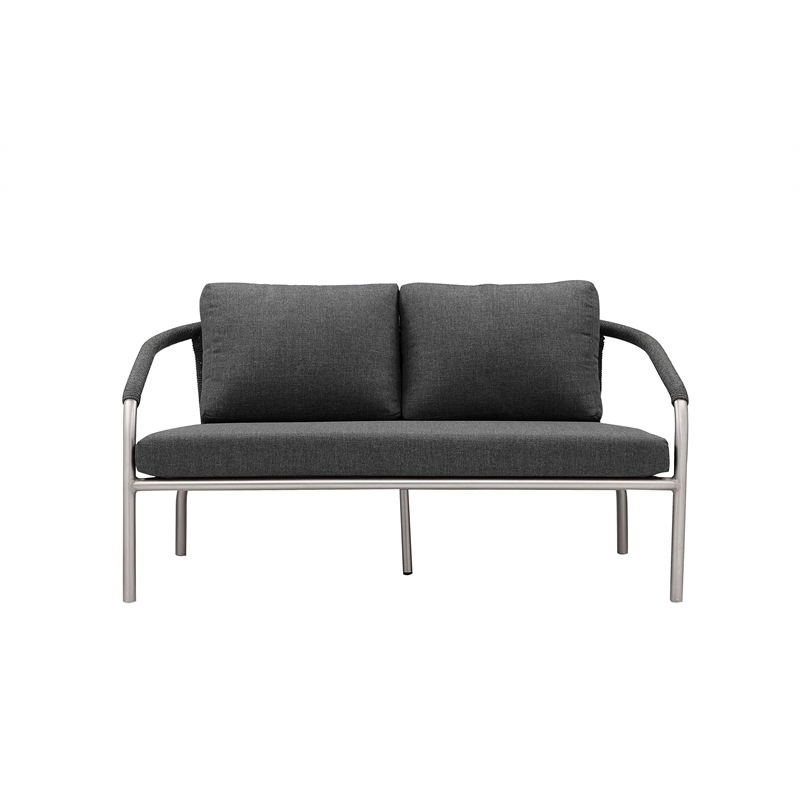Pemberly Row Contemporary 4-Piece Aluminum Sofa Set in Slate Gray