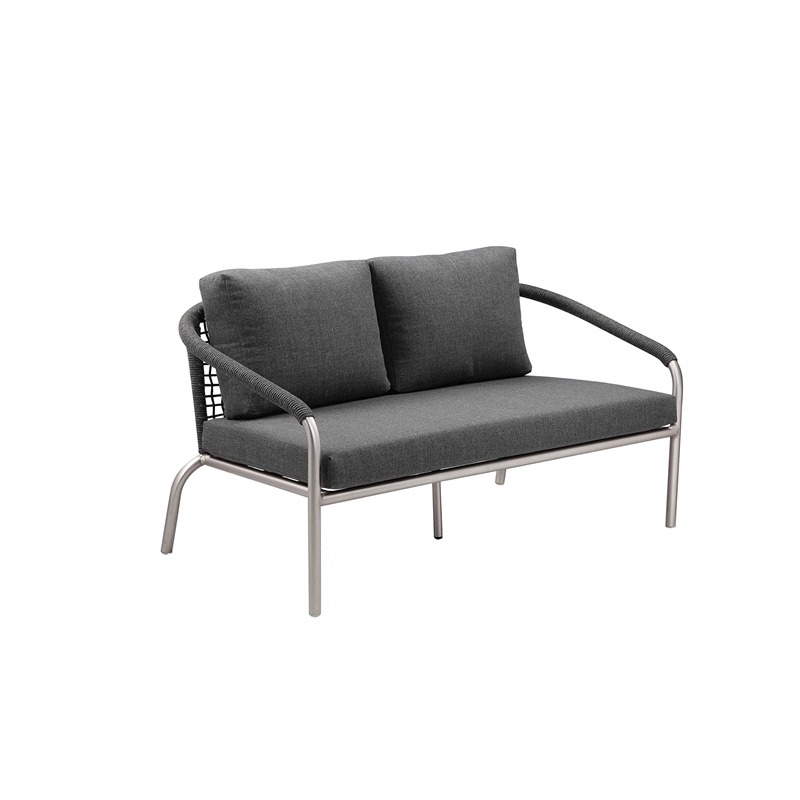 Pemberly Row Contemporary 4-Piece Aluminum Sofa Set in Slate Gray