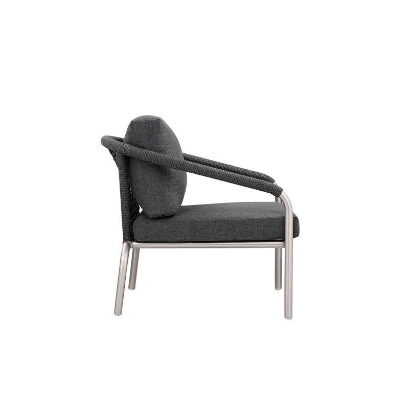Pemberly Row Contemporary Style Aluminum Chair in Slate Gray
