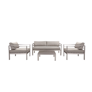 Pemberly Row 4-Piece Modern Aluminum Sofa Set in Gray Finish