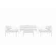 Pemberly Row 4-Piece Modern Aluminum Sofa Set in White Finish