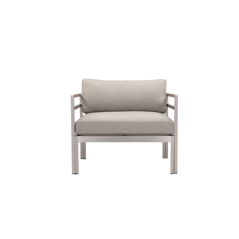 Pemberly Row Modern Style Aluminum Sofa Chair in Gray Finish